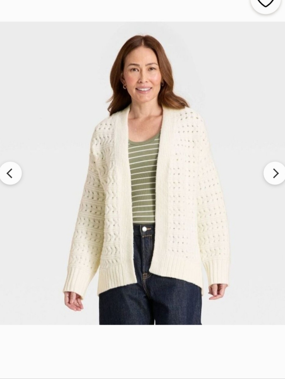 Cream Open-Front Knit Cardigan Sweater - Women Sz M